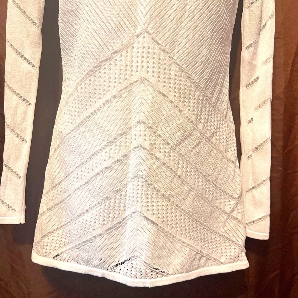 Cache Women's White Sheer Open Weave Deep V Neck … - image 8